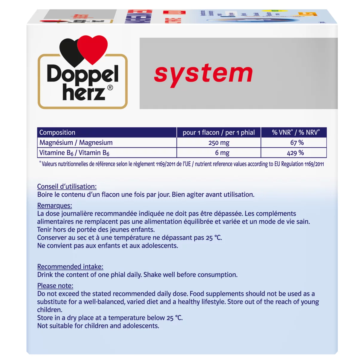 Doppelherz system MAGNÉSIUM 250 CITRATE Vue côté gauche