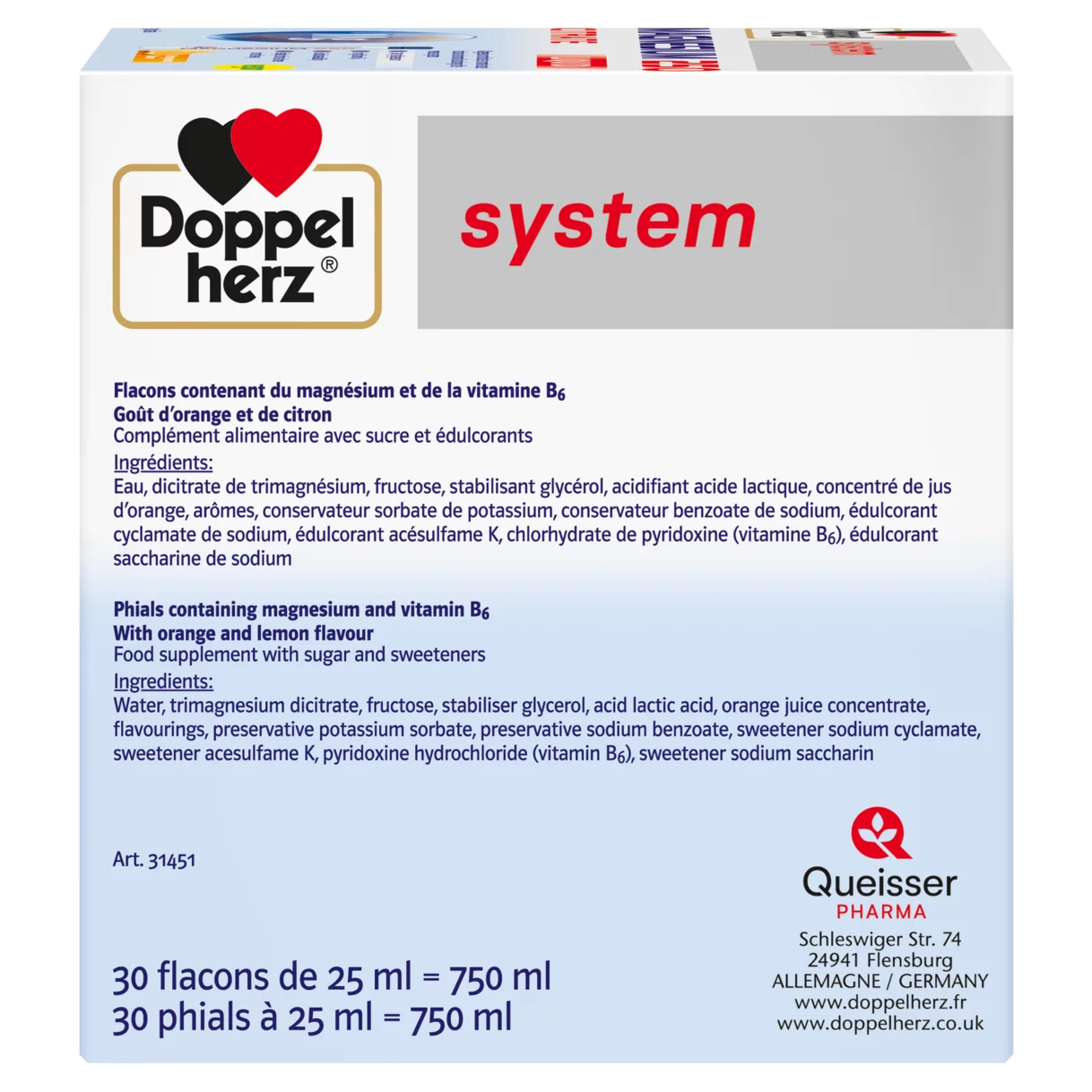 Doppelherz system MAGNÉSIUM 250 CITRATE Vue côté droit