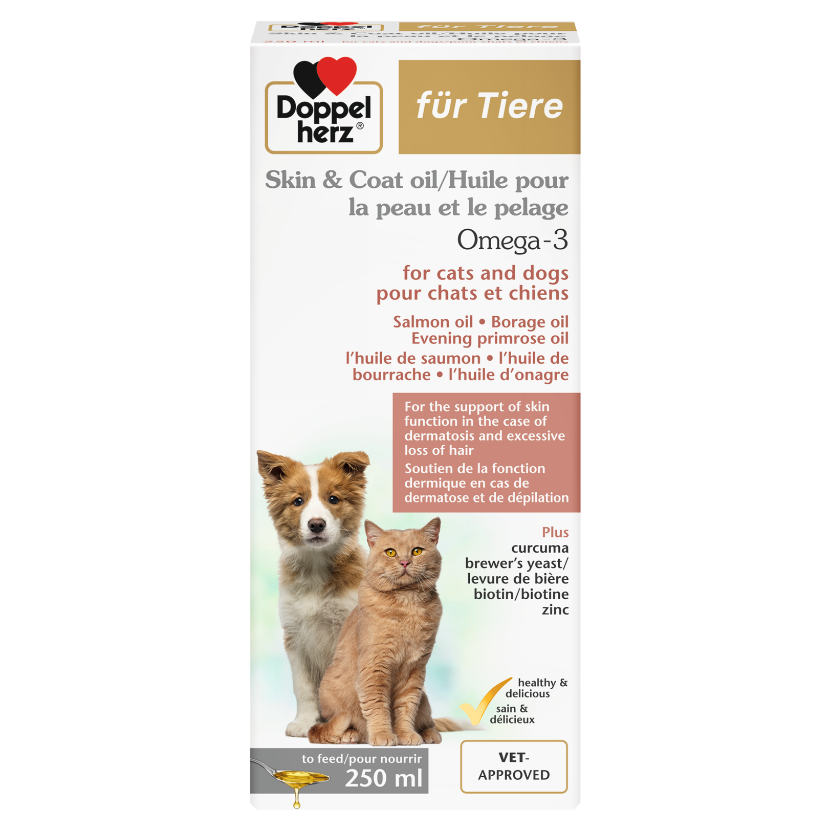 Huile pour la peau et le pelage Omega-3 pour chats et chiens